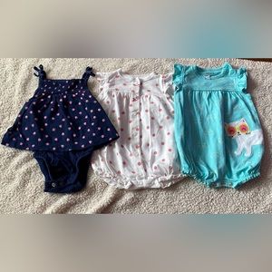 Three Pack Baby Girl Carters One Pieces